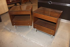 Pair of Mid-Century Modern Walnut Nightstands