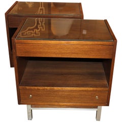 Pair of Mid-Century Modern Walnut Nightstands