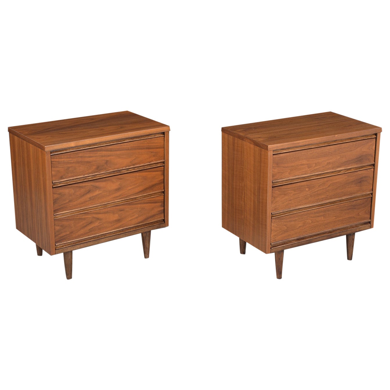 Pair of Mid-Century Modern Walnut Nightstands