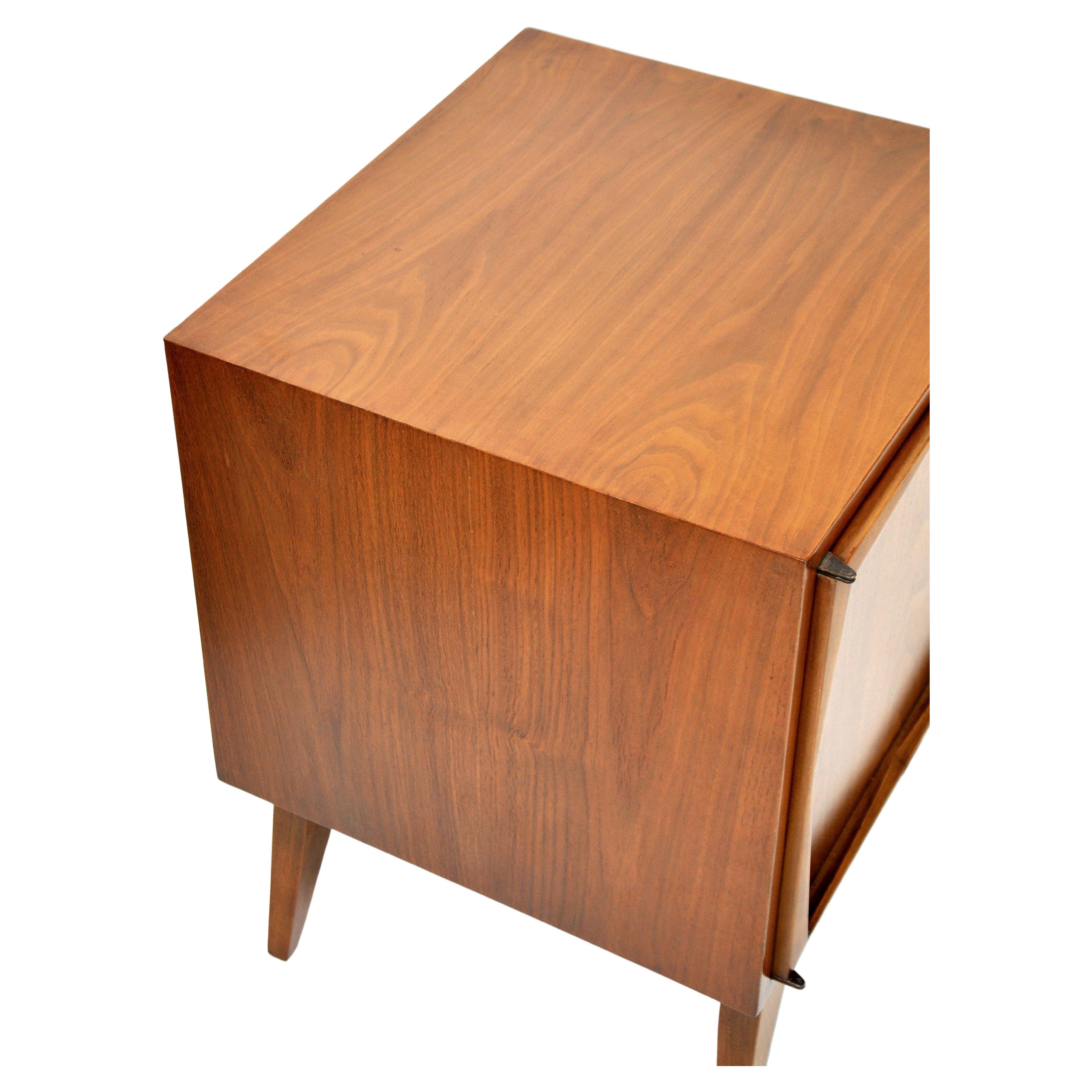 Lacquered Mid-Century Modern Walnut Nightstands or Side Tables