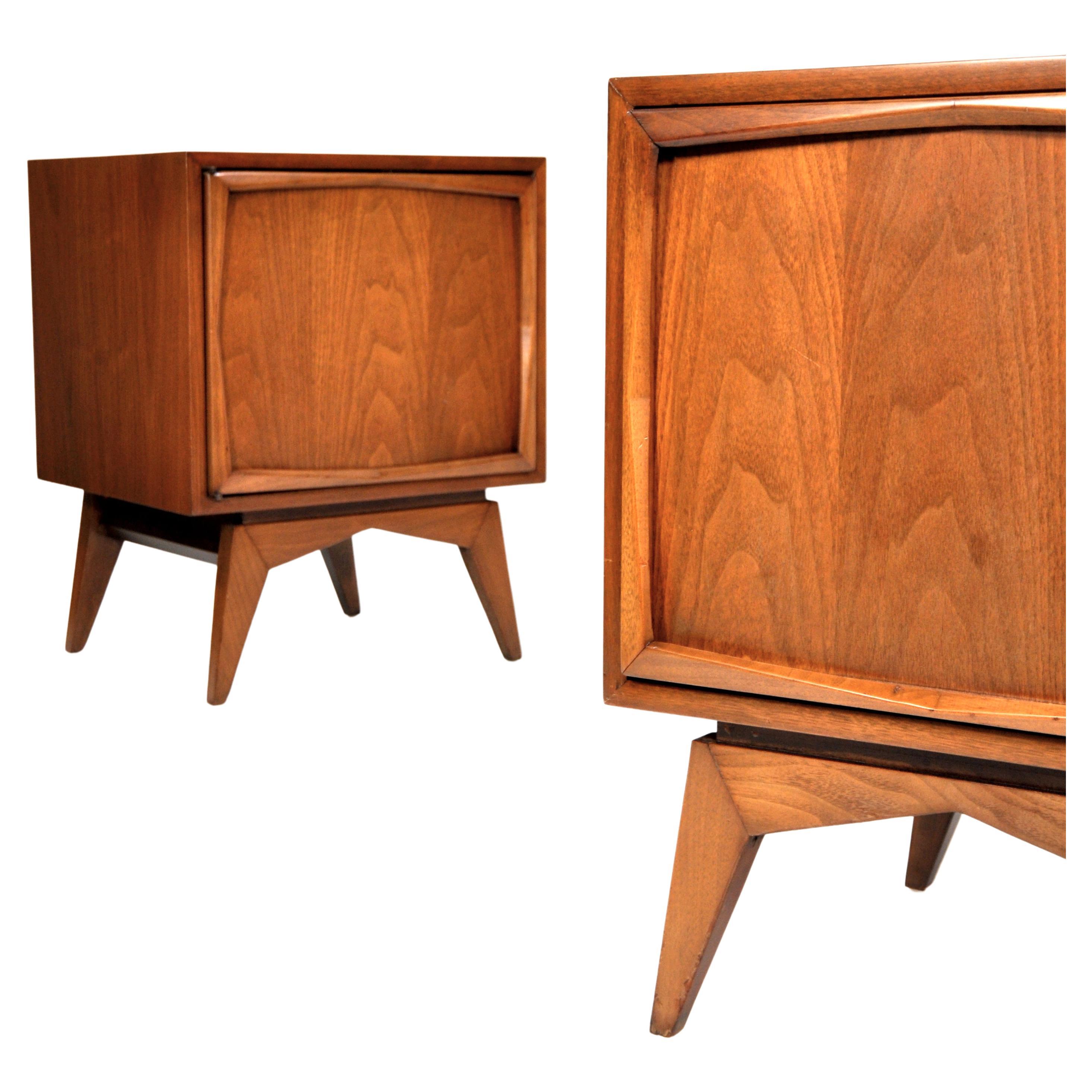 American Mid-Century Modern Walnut Nightstands or Side Tables