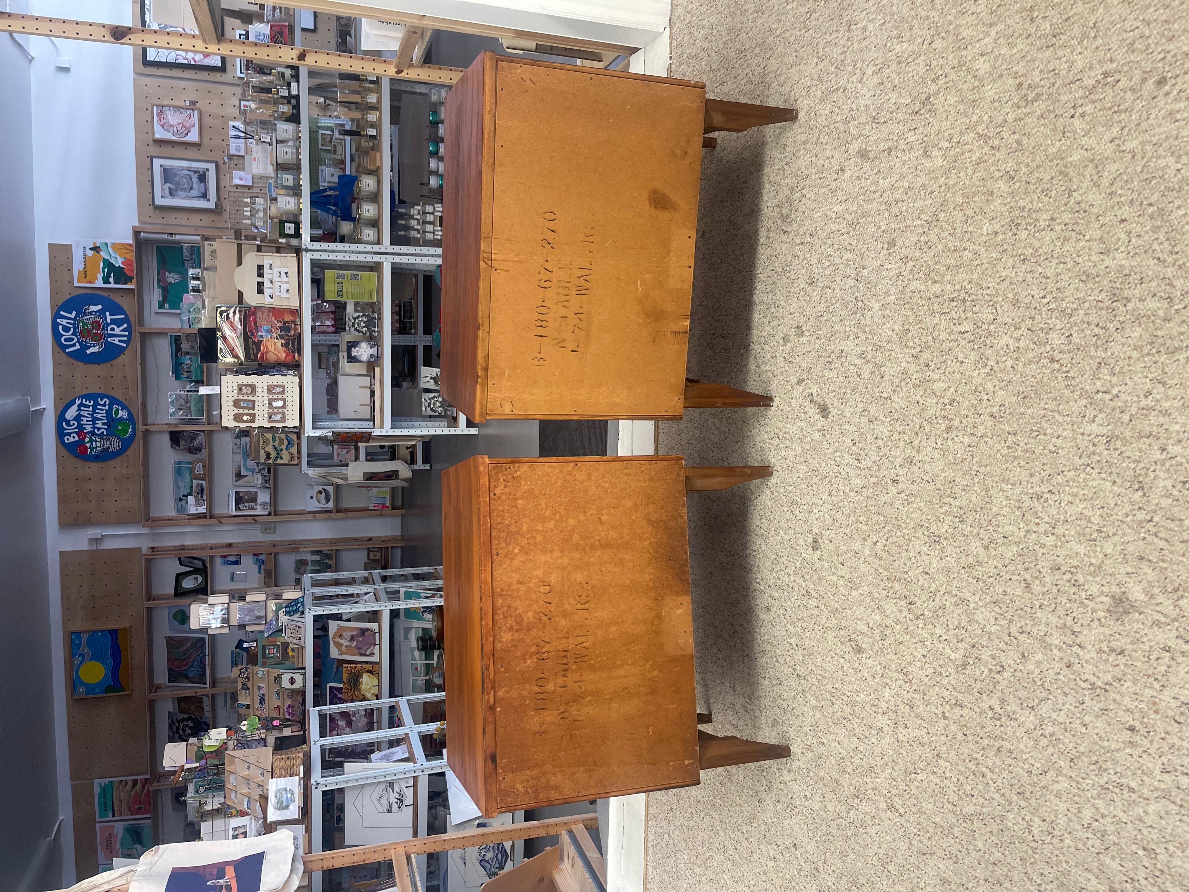 Pair of Mid-Century Modern Walnut Nightstands with Sculpted Fronts For Sale 5