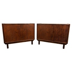 Pair of Mid-Century Modern Walnut Locking Cabinets