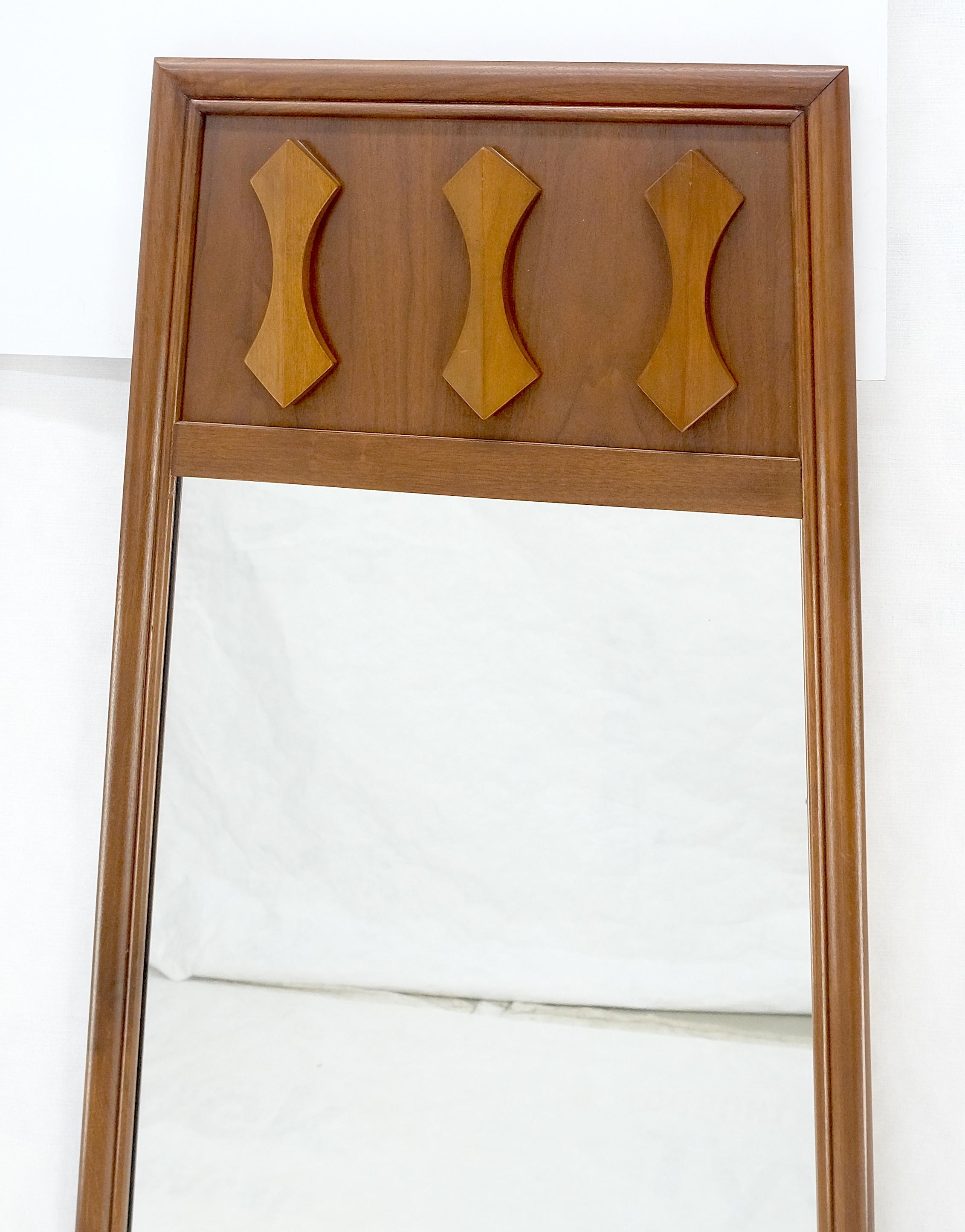 Mid-Century Modern Pair of Mid Century Modern Walnut Pyramid Shape Walnut Wall Mirrors MINT! For Sale