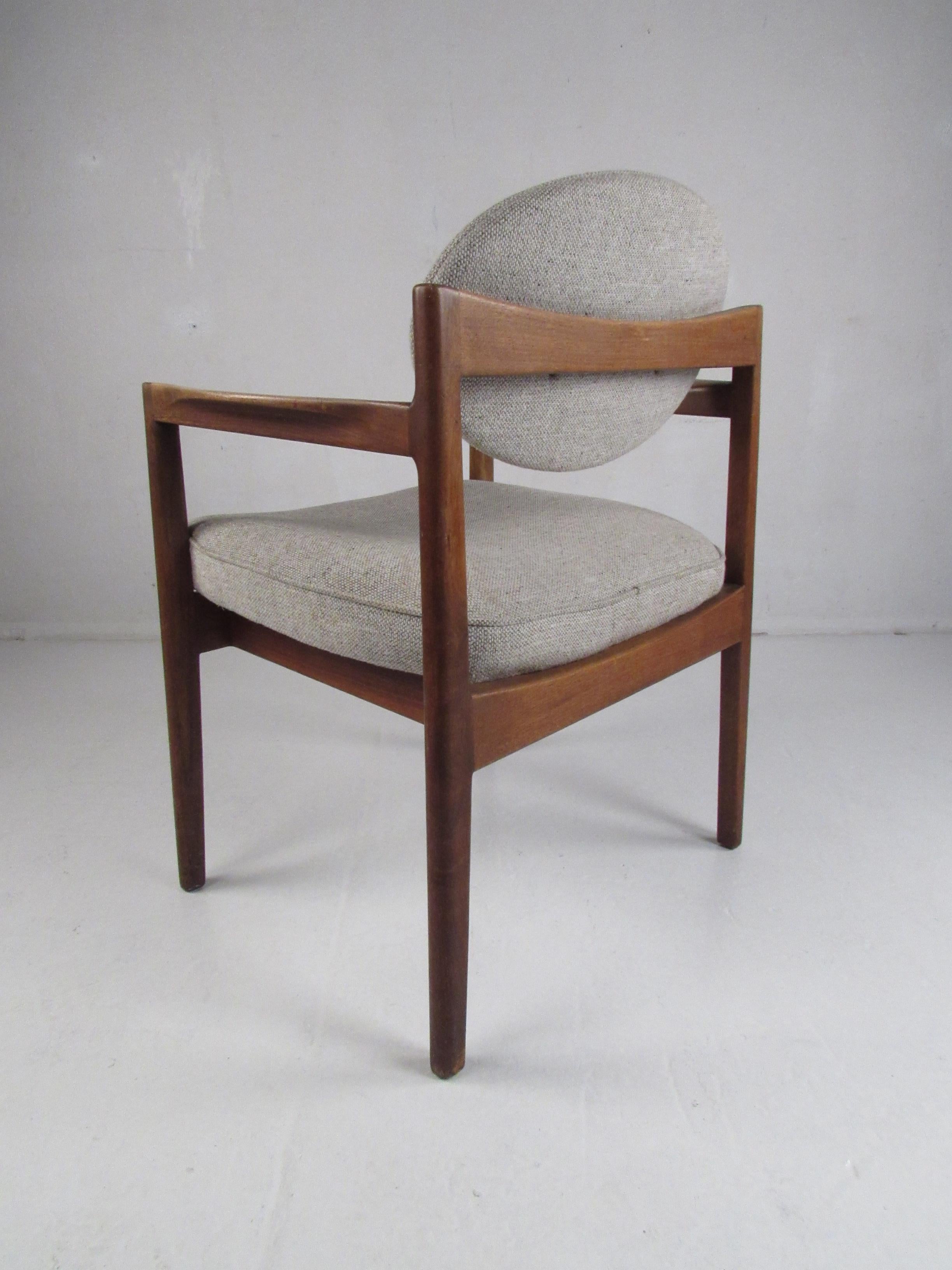 Upholstery Pair of Vintage Jens Risom Oval Back Walnut Chairs