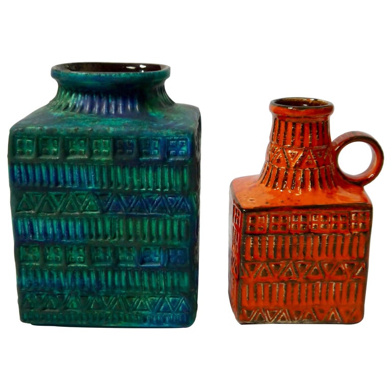Pair of Mid-Century Modern West German Pottery Vases by Bodo Mans for BAY  For Sale at 1stDibs