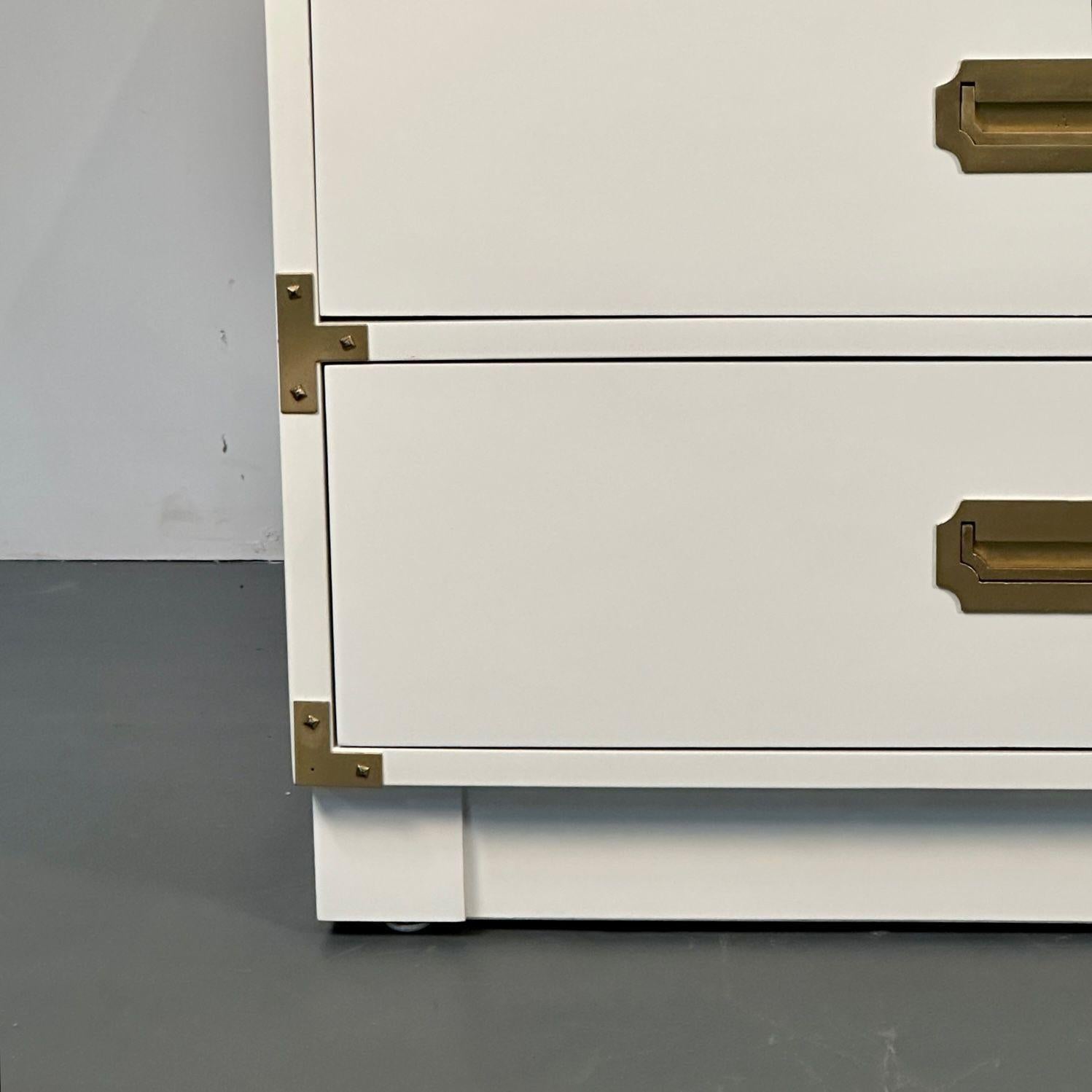 Pair of Mid-Century Modern White Campaign Dressers / Nightstands, Drexel 3