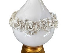 Pair of Mid Century Modern White Majolica Table Lamps