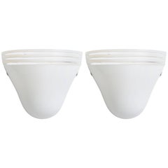 Pair of Mid-Century Modern White Murano Glass Sconces by Leucos, Italy