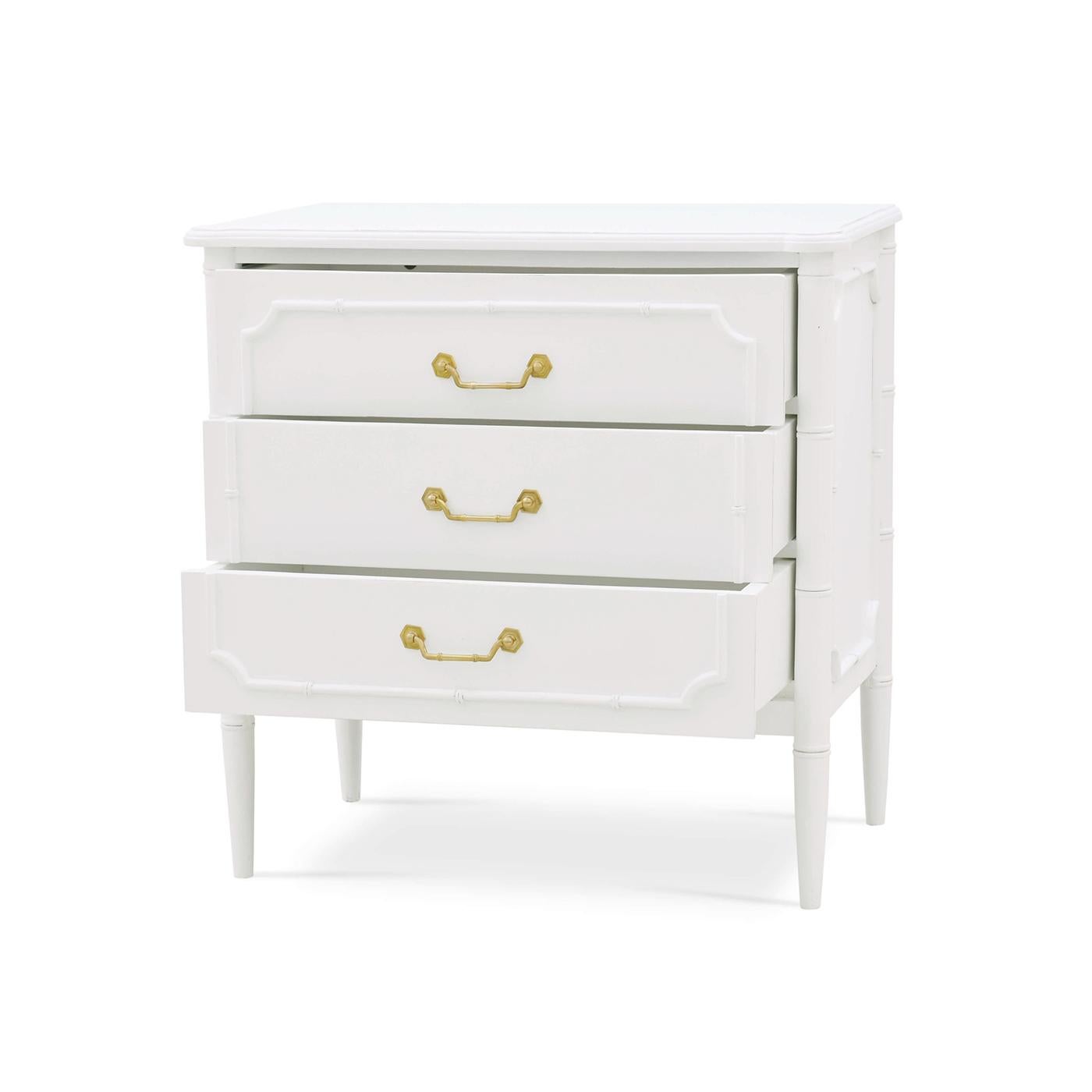 Indonesian Pair of Mid Century Modern White Painted Nightstands For Sale