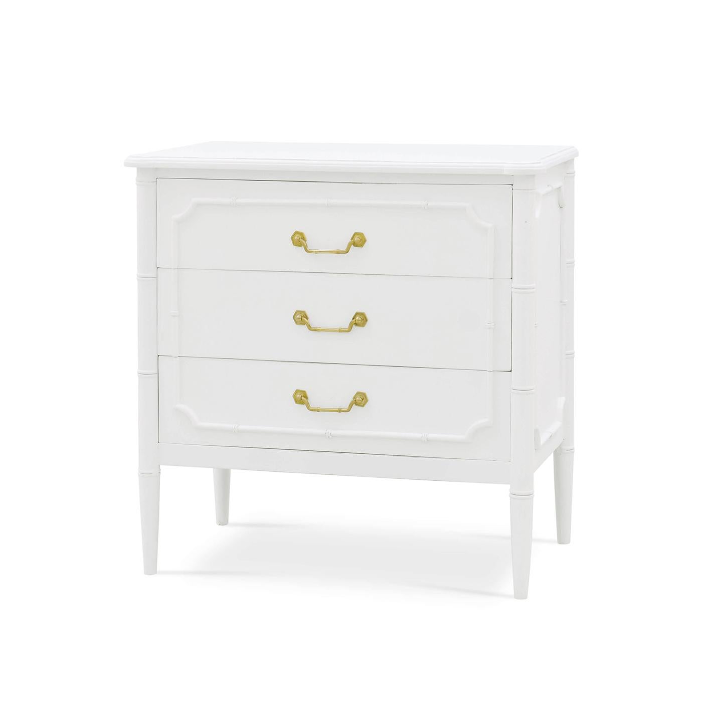 Contemporary Pair of Mid Century Modern White Painted Nightstands For Sale