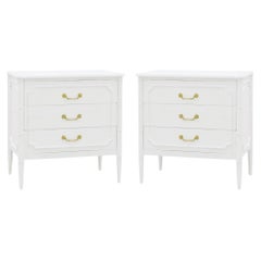 Pair of Mid Century Modern White Painted Nightstands