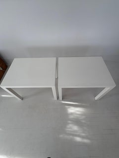 Pair of Mid Century Modern White Parsons End Tables by Lane