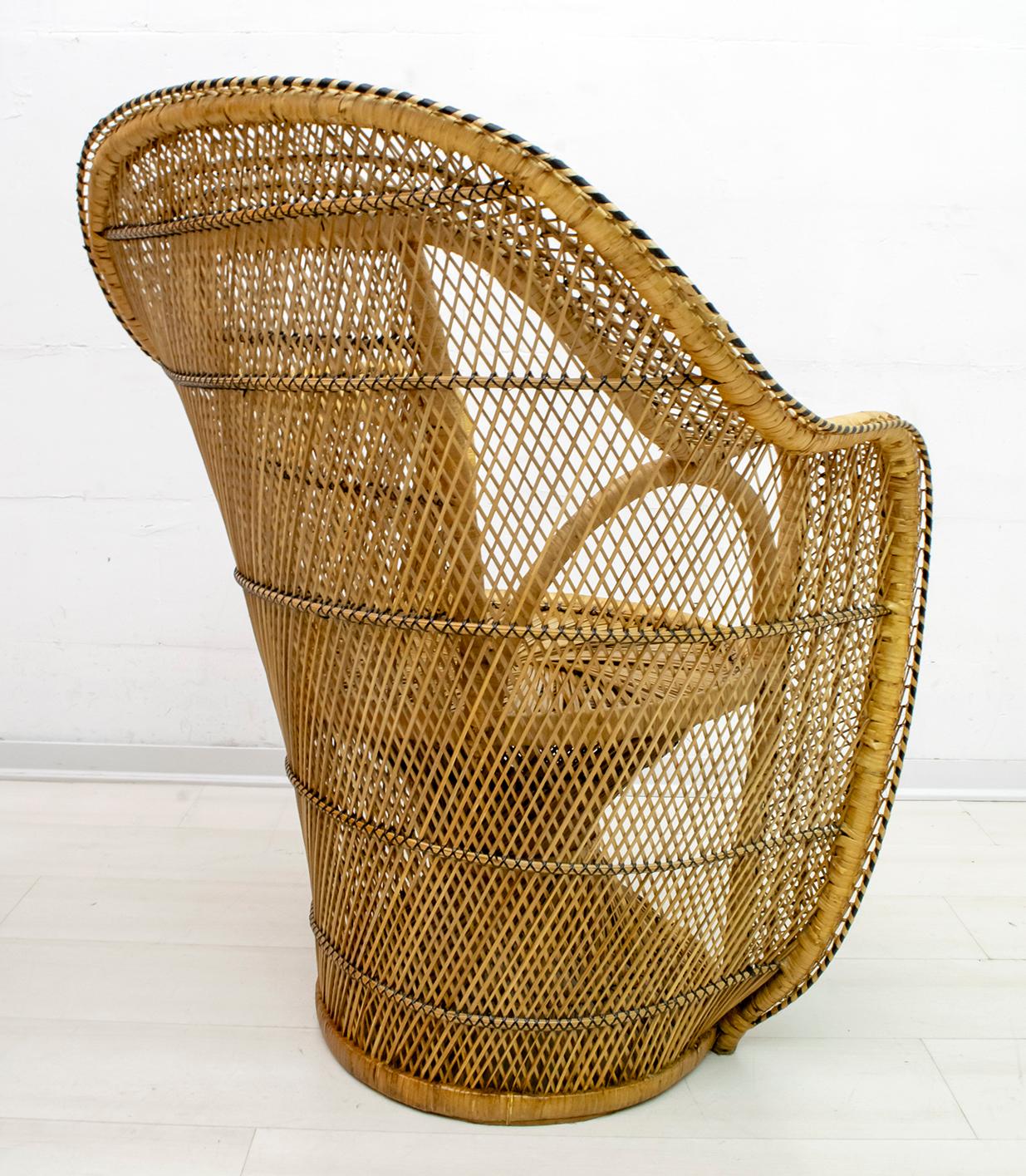 Pair of Mid-Century Modern Wicker Emmanuelle Armchairs from Kok Maison, 1970s For Sale 2