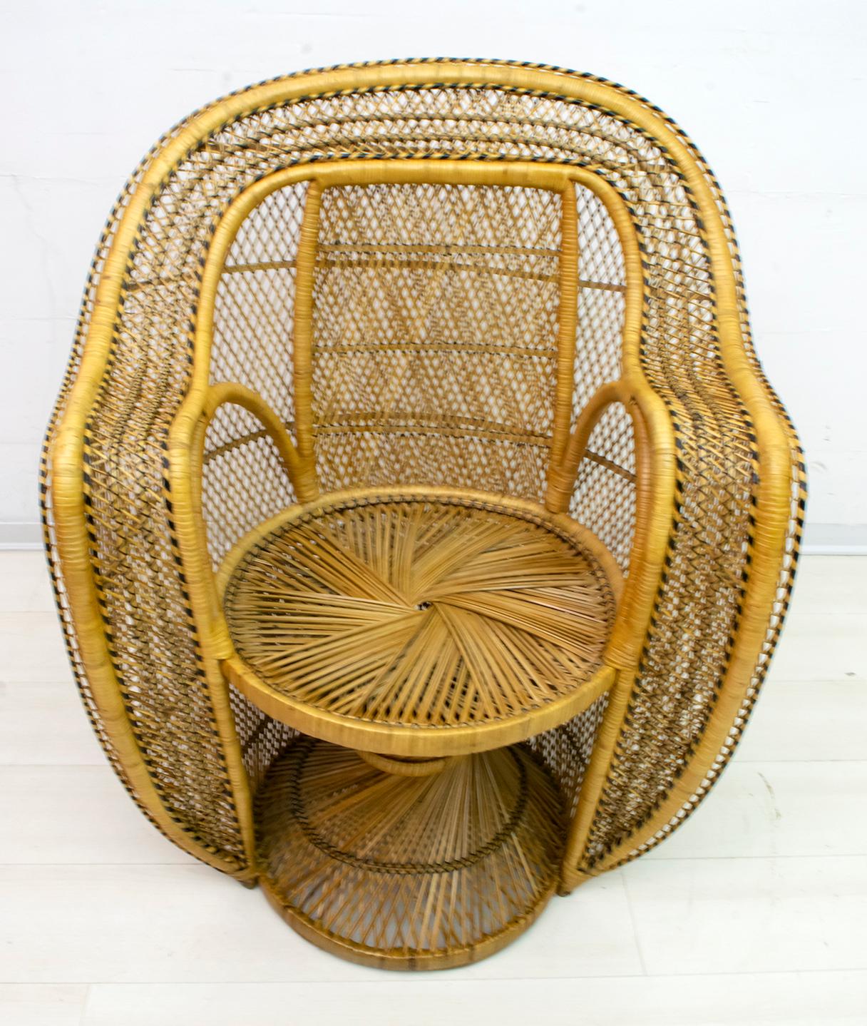 Pair of Mid-Century Modern Wicker Emmanuelle Armchairs from Kok Maison, 1970s For Sale 3