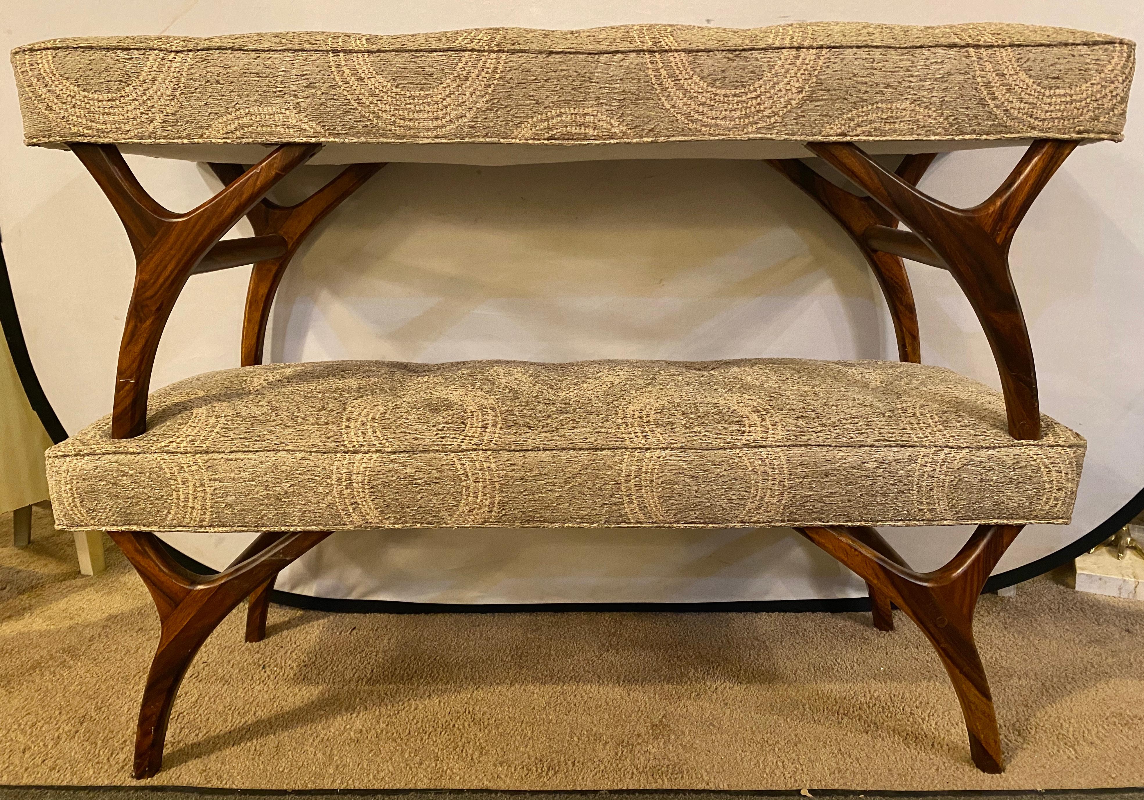 Pair of Mid-Century Modern Window Benches or Stools In Good Condition In Stamford, CT