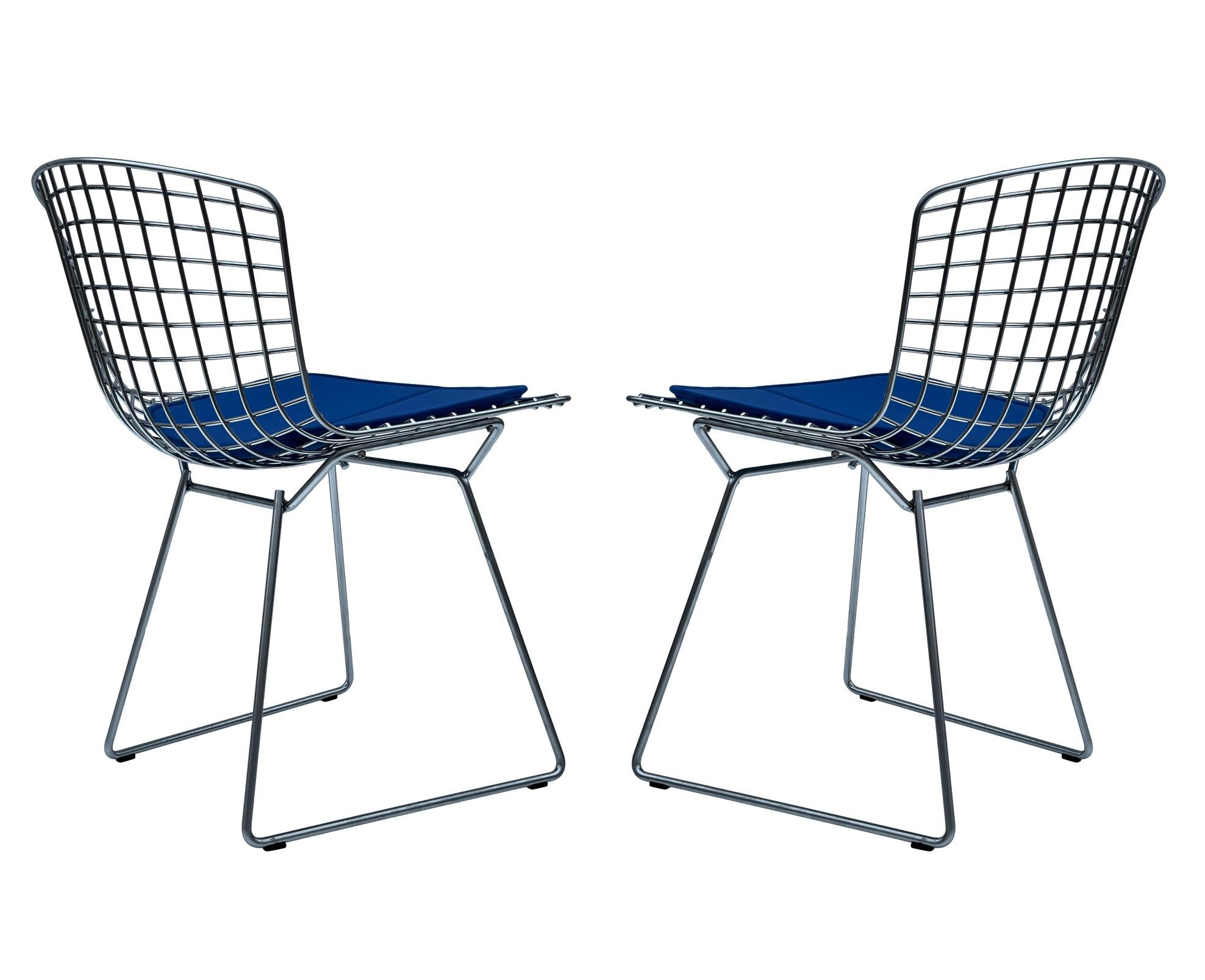 Late 20th Century Pair of Mid-Century Modern Wire Side or Dining Chairs by Harry Bertoia for Knoll