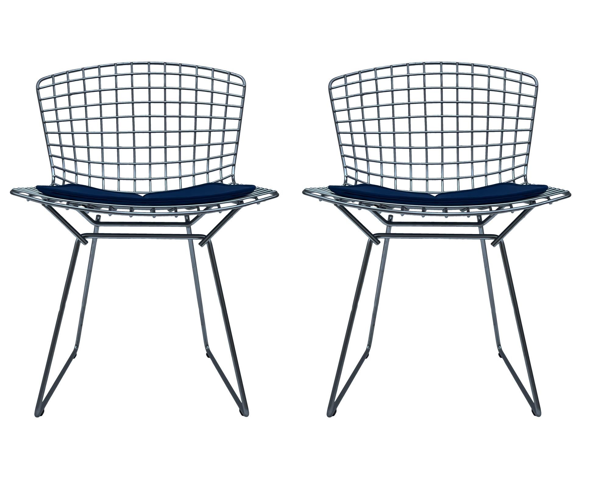 Paire de chaises d'appoint ou de salle à manger en fil de fer de la modernité du milieu du siècle dernier par Harry Bertoia pour Knoll 2