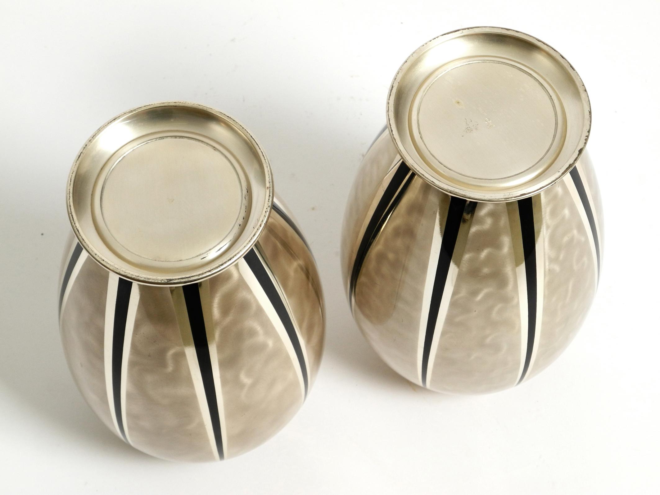 German Pair of Mid Century Modern WMF Ikora table vases made of silver-plated brass For Sale