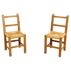 Paire de chaises rationalistes françaises en bois et rotin de The MODERNITY, vers 1950