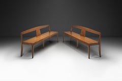 Pair of Mid Century Modern Wooden Benches, Europe 1970s