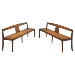 Pair of Mid Century Modern Wooden Benches, Europe 1970s
