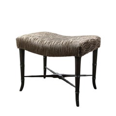 Coppia di sgabelli a forma di X in velluto color bronzo fumé garzato della modernità di metà secolo