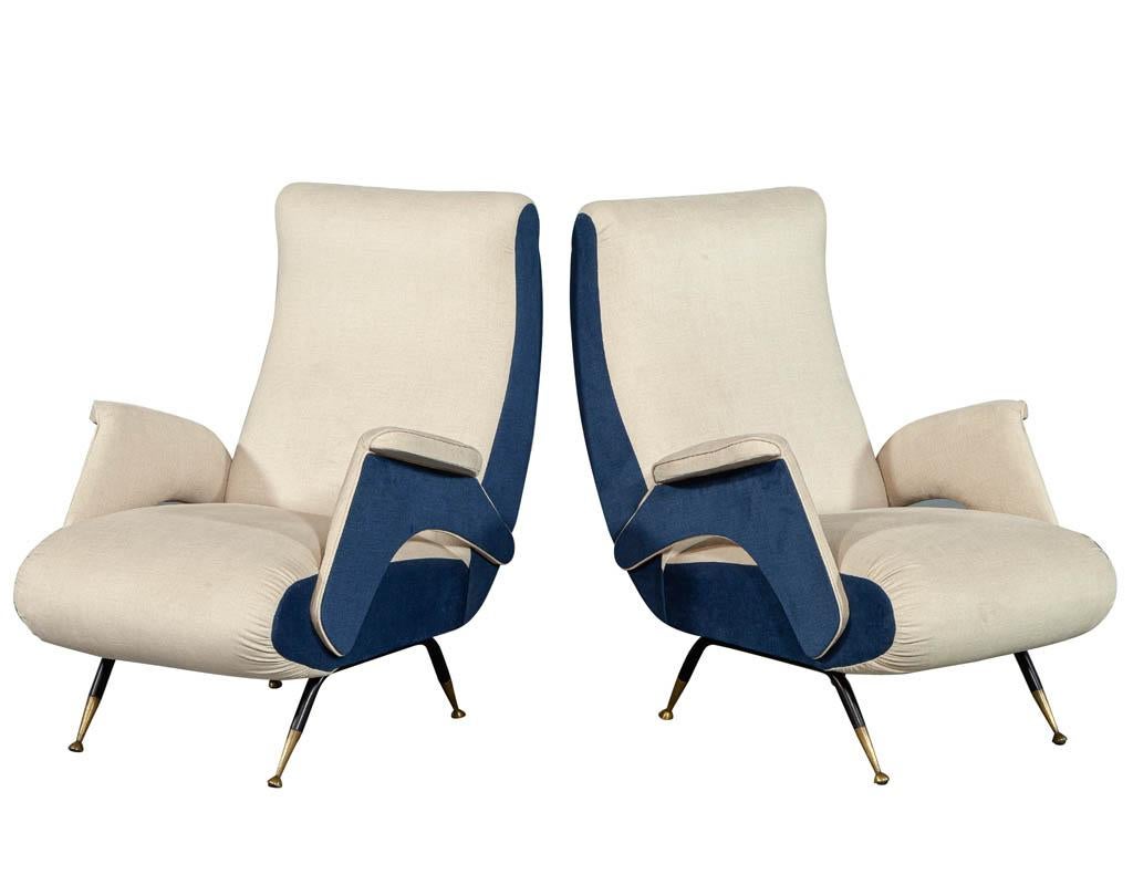 Italian Pair of Mid-Century Modern Zanuso Style Arm Parlor Chairs