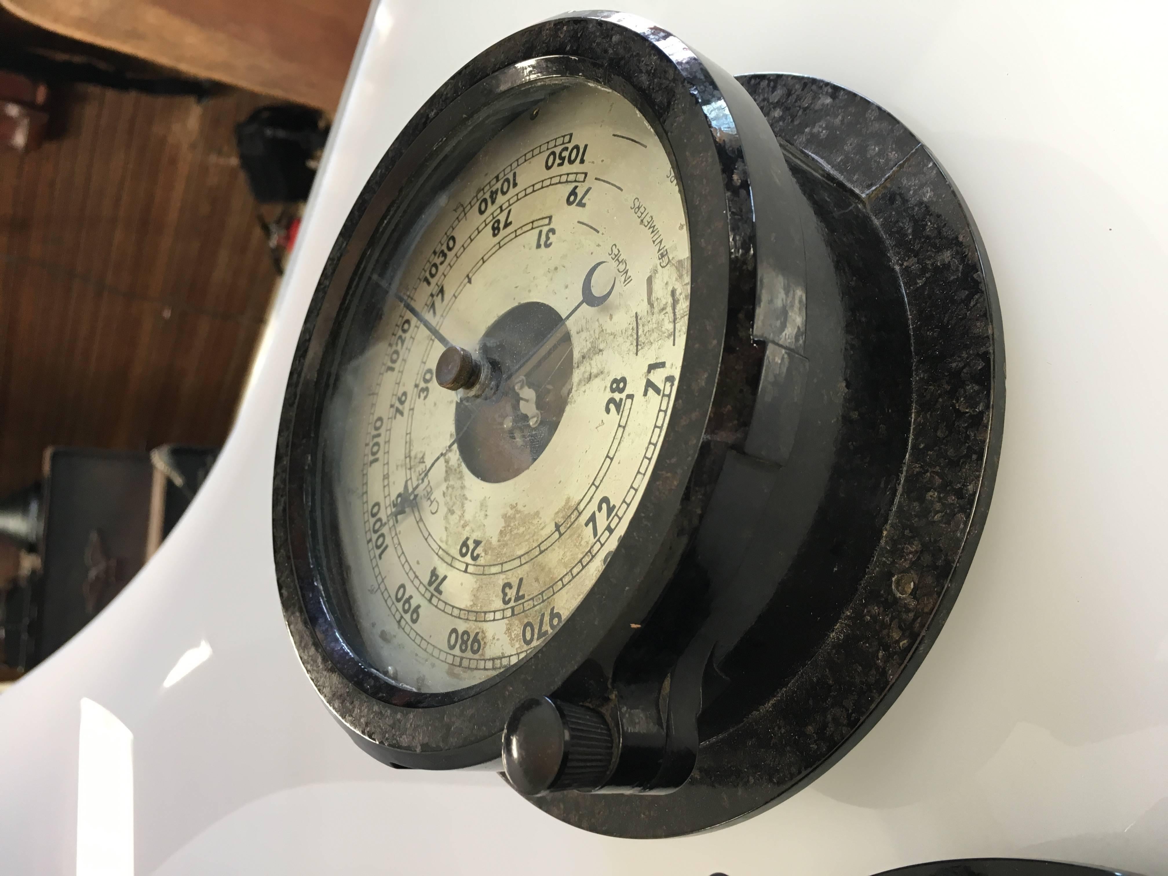 Pair of Mid-Century Modern, Naval Chelsea Clock and Barometer In Good Condition In Nantucket, MA