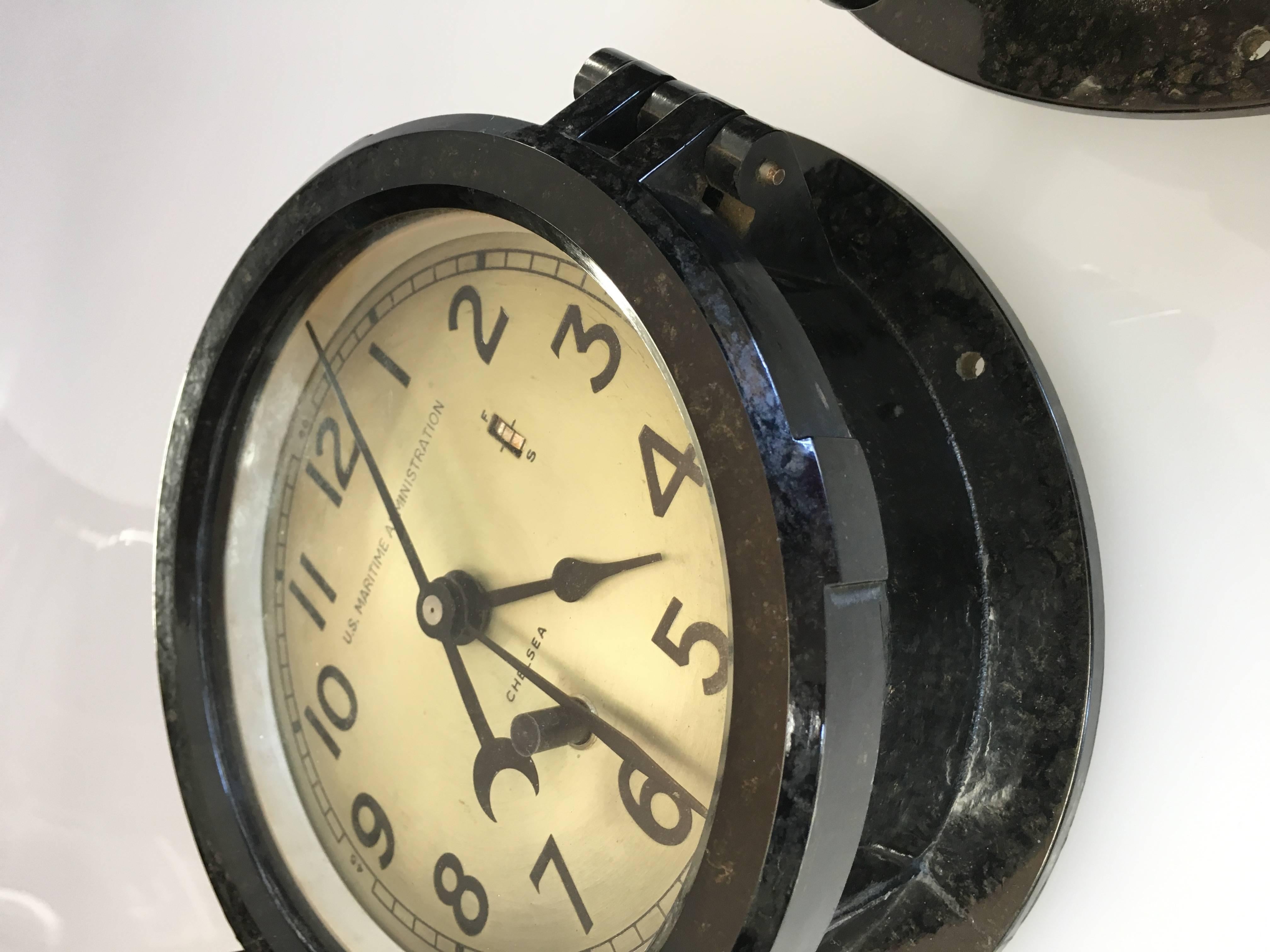 20th Century Pair of Mid-Century Modern, Naval Chelsea Clock and Barometer