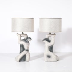 Pair of Mid-Century Modernist Abstract Figural Ceramic Table Lamps