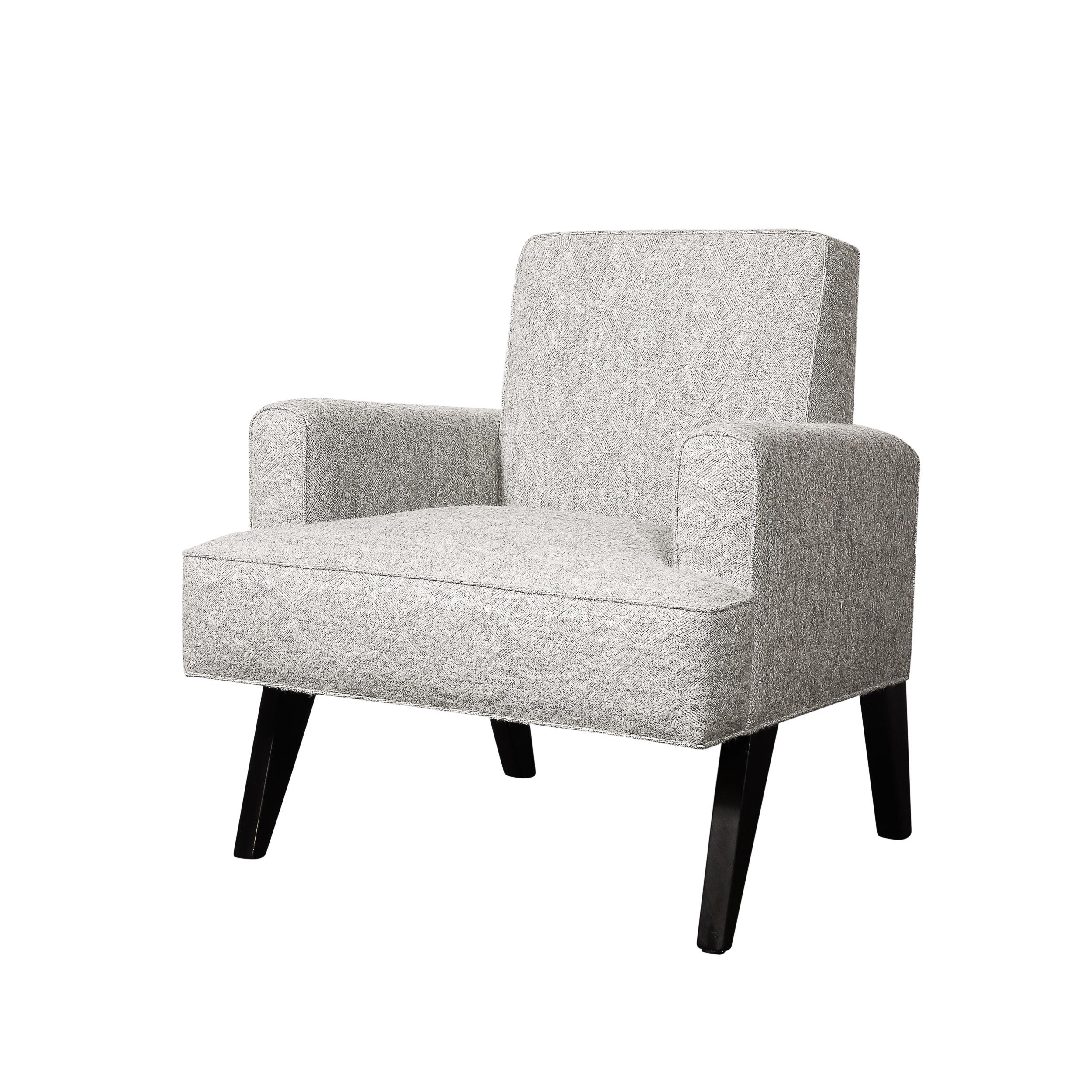 Questa coppia di poltrone moderniste di metà secolo, dalle proporzioni eleganti e minimali, con sostegni strombati in Geo-Mohair di HolLY HUNT' di William Haines, proviene dagli Stati Uniti, CIRCA 1950. Fabrice presenta un'ampia base sostenuta da