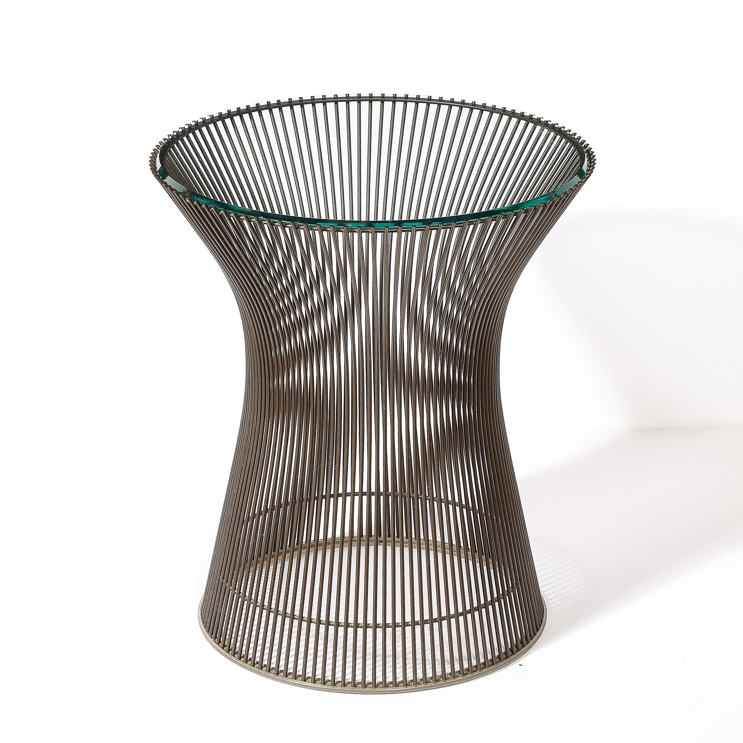 Mid-20th Century Pair of Mid-Century Modernist Bronze Side Tables by Warren Platner