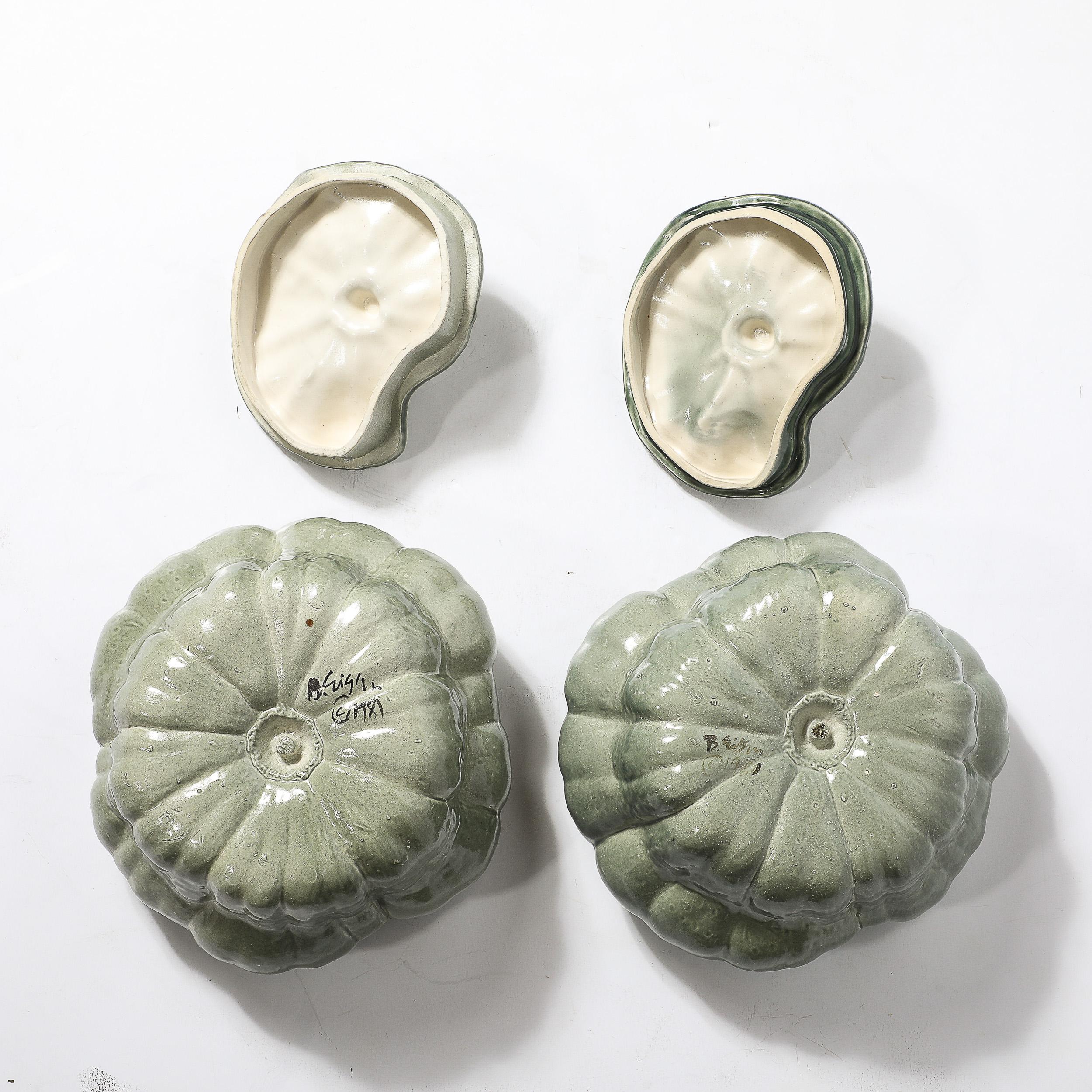 Paire de soupières à couvercle en céramique moderniste du milieu du siècle dernier en vente 2