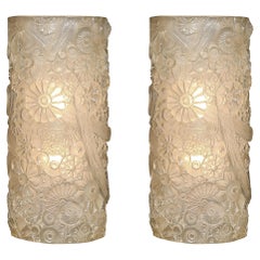 Vintage Pair of Mid-Century Modernist Champagne Molded Resin Naturalist Sconces