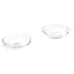 Pair of Mid-Century Modernist Crystal Dishes signed Steuben