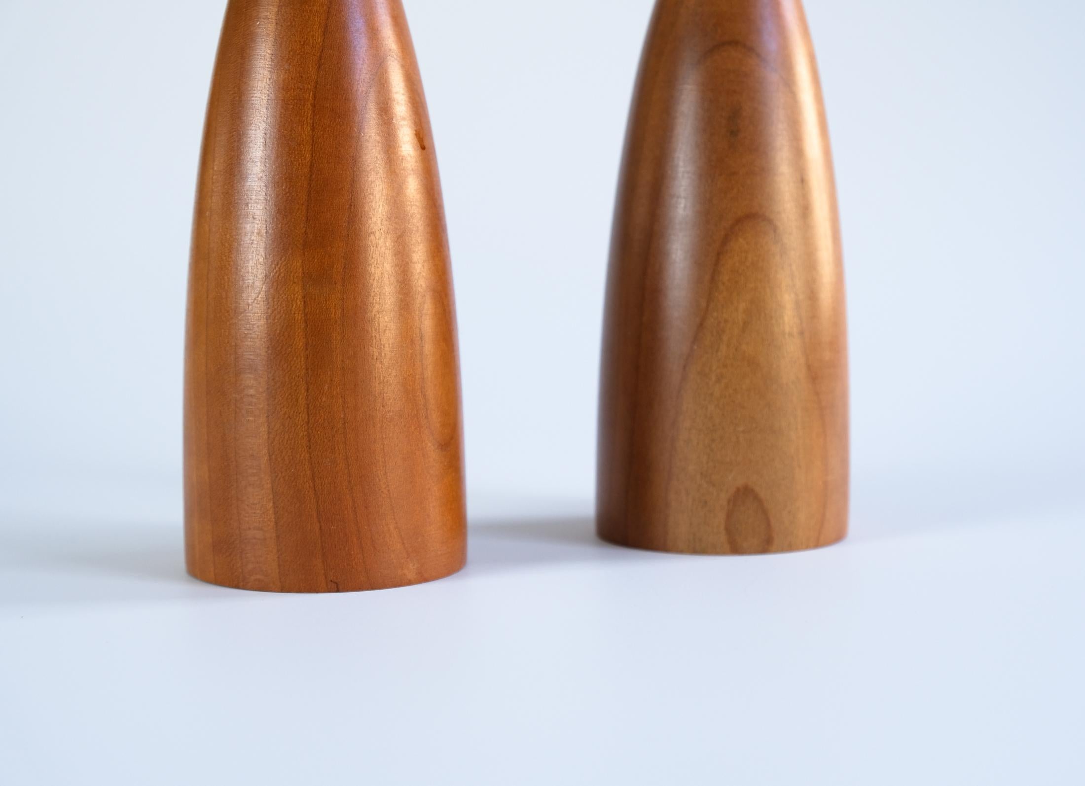 Wood Pair of Mid-Century Modernist Danish Style Candlesticks / Candle Holders, 1960s