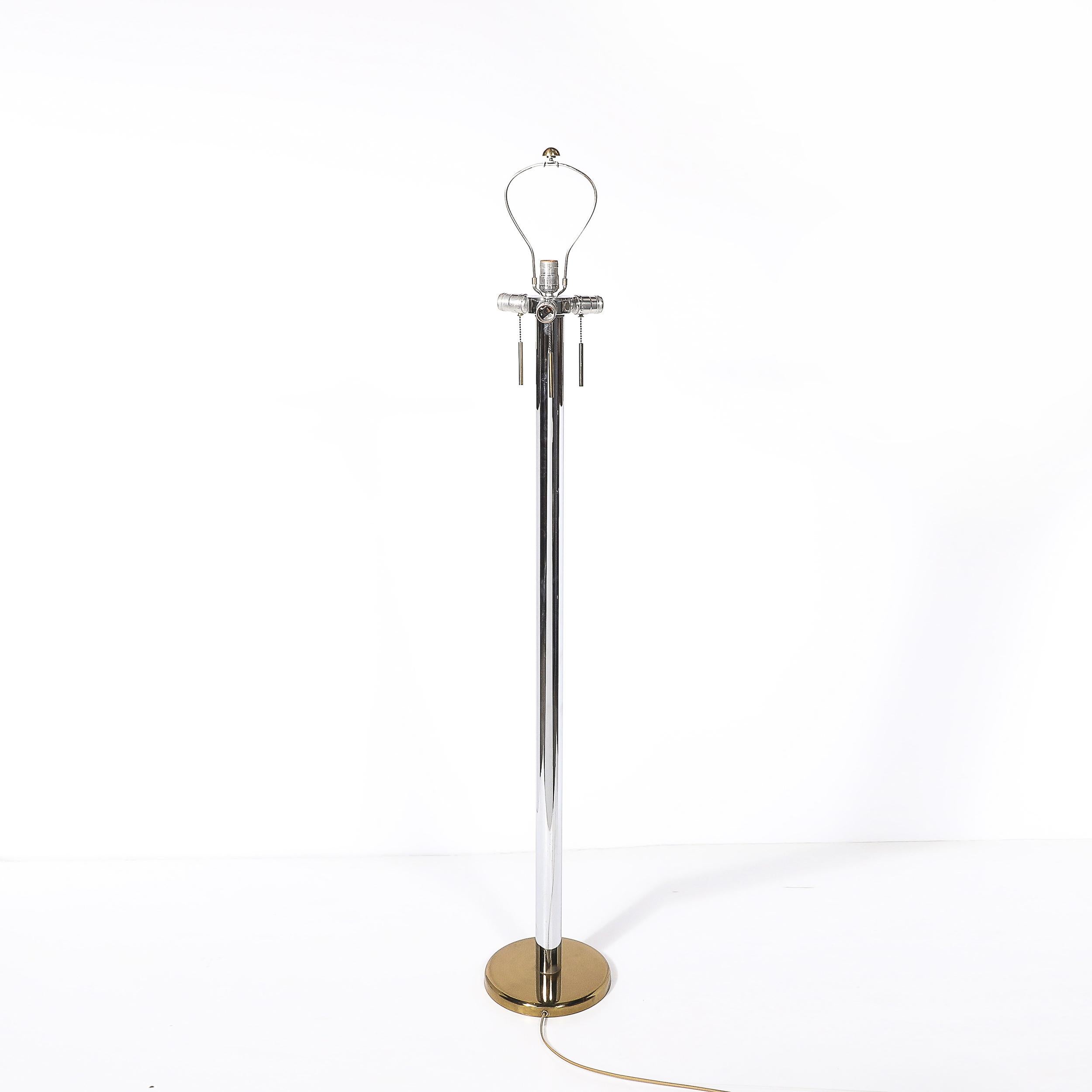 Paire de lampadaires modernistes du milieu du siècle en chrome et laiton par Karl Springer en vente 1