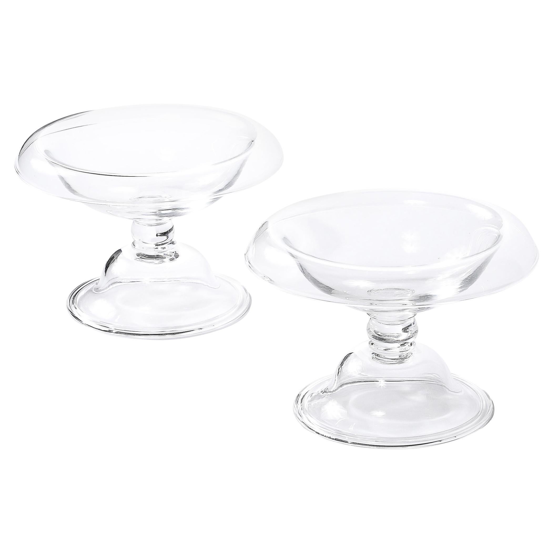 Pair of Mid-Century Modernist Footed Tazas signed Steuben