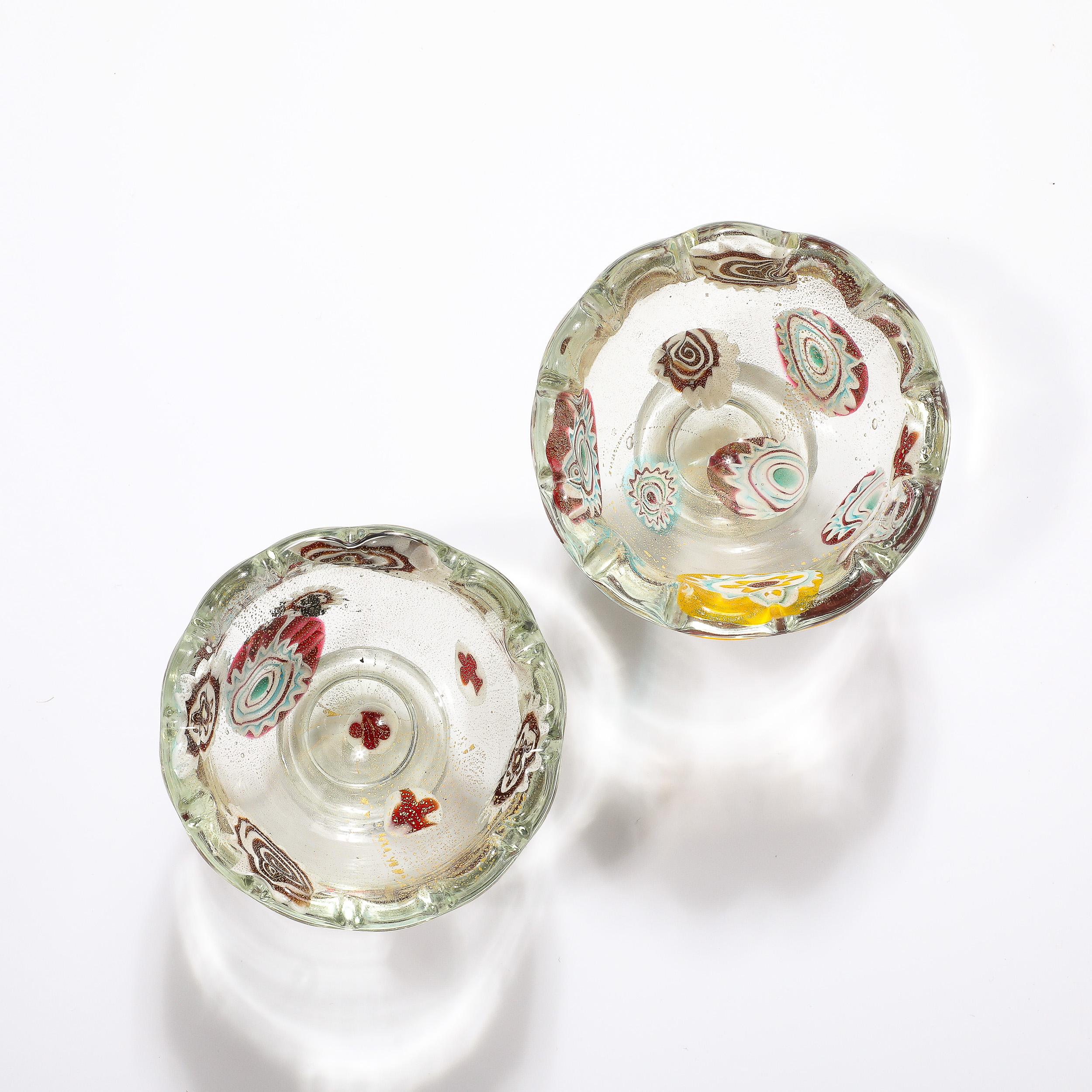 Paire de bols modernistes du milieu du siècle en verre de Murano soufflé à la main avec bords festonnés en vente 5