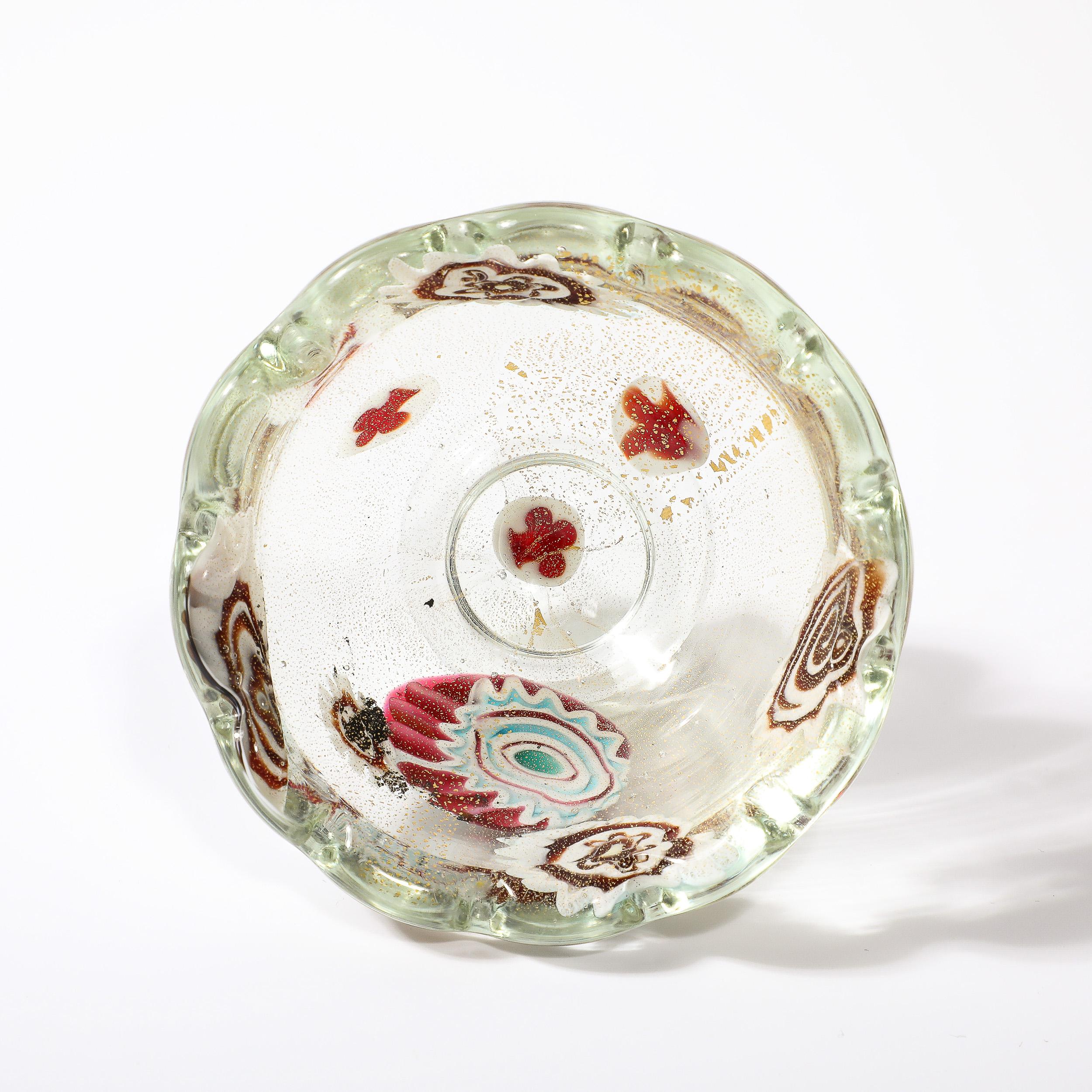 Paire de bols modernistes du milieu du siècle en verre de Murano soufflé à la main avec bords festonnés en vente 2
