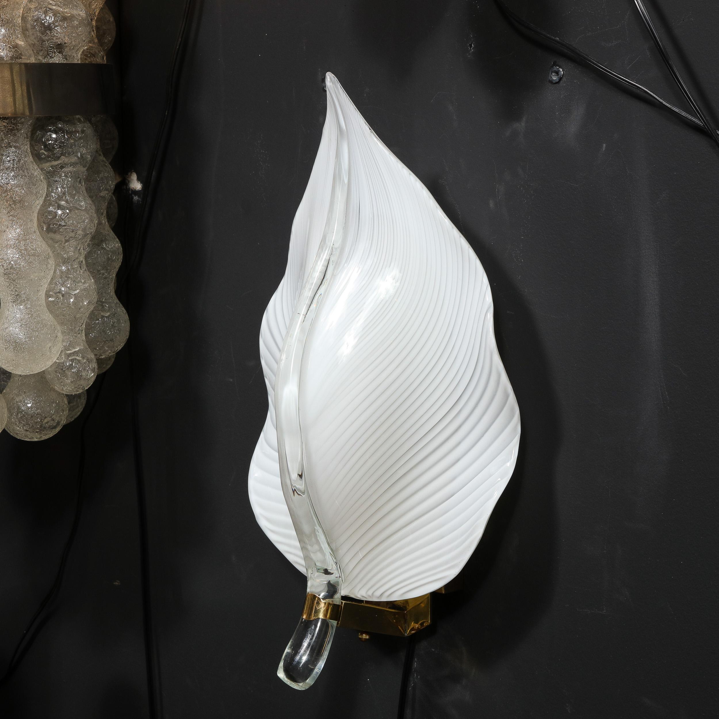 Pair of Mid-Century Modernist Handblown Murano Glass Leaf Sconces by Franco Luce 6