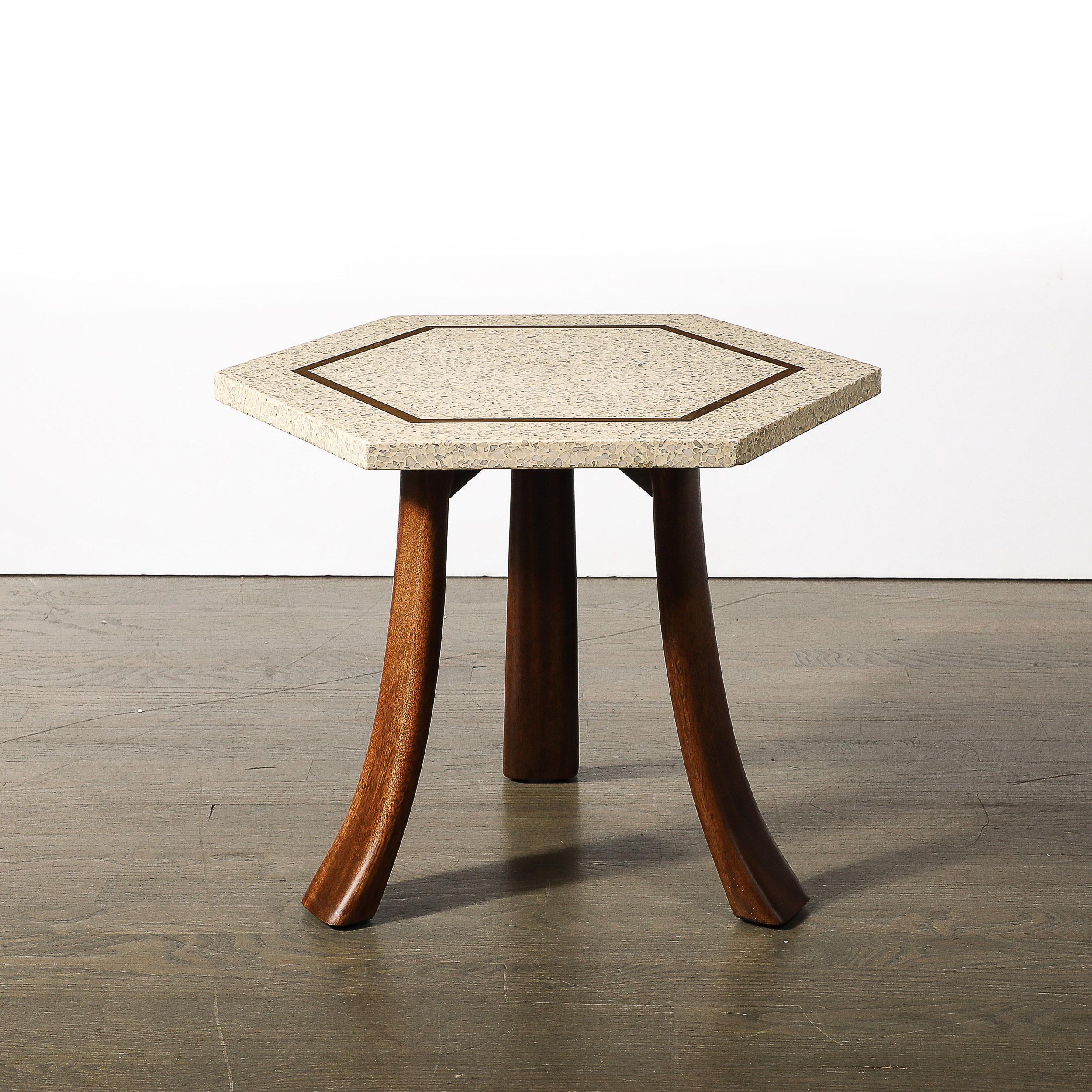 Pair of Mid-Century Modernist Hexagonal Terrazzo Side Tables by Harvey Probber For Sale 3