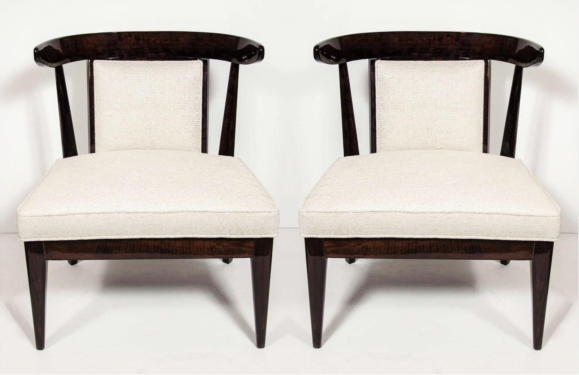 American Pair of Mid-Century Modernist Klismos Slipper Chairs For Sale