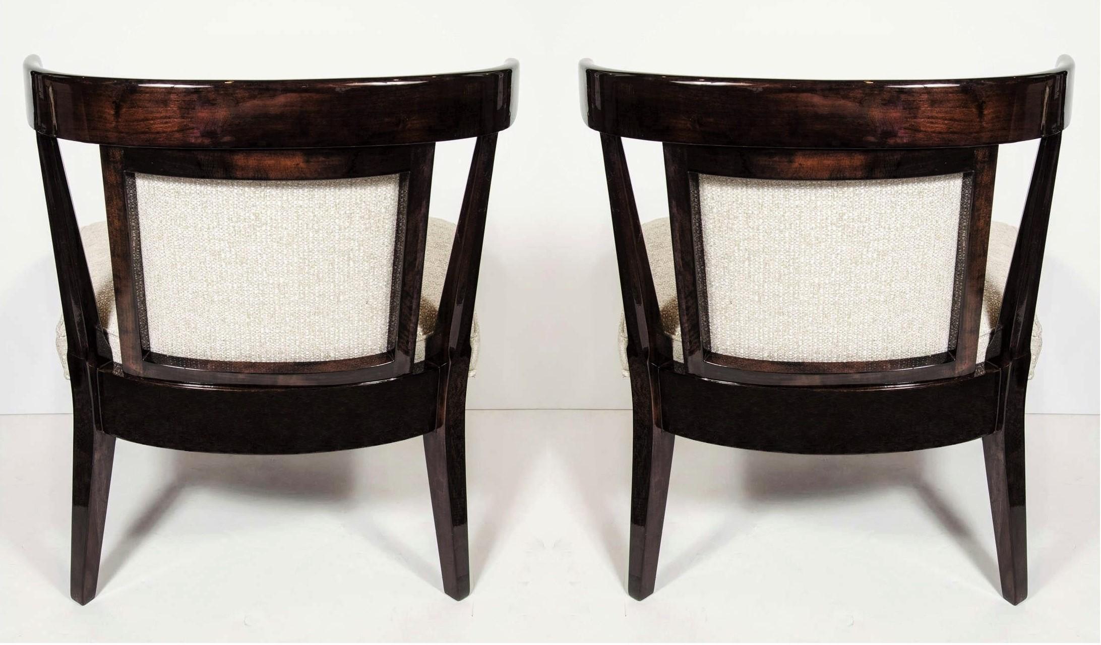 Upholstery Pair of Mid-Century Modernist Klismos Slipper Chairs For Sale