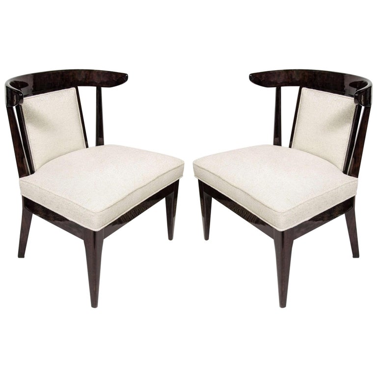 Pair of Mid-Century Modernist Klismos Slipper Chairs For Sale