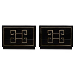 Pair of Mid-Century Modernist "Mandarin" Black Lacquer Low Chests by Kittinger