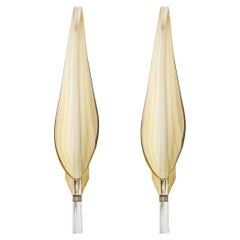 Pair of Mid-Century Modernist Murano Glass Leaf Sconces by Franco Luce