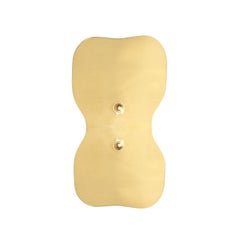 Pair of Mid Century Modernist Polished Brass Hourglass Shield Form Sconces