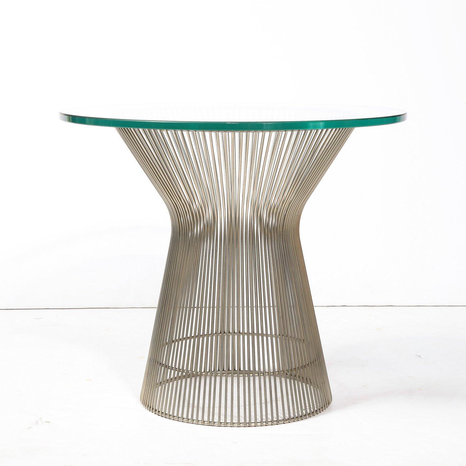 Pareja de mesas auxiliares de níquel pulido modernistas de mediados de siglo, de Warren Platner en venta 4